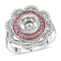 D'Joy 129 Facet Strontium Titanate and Multi Gemstone 4.00 ctw Ring in Rhodium Over Sterling Silver (Size 10.0) - Sticky add to cart bar