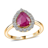 Certified & Appraised 10K Yellow Gold AAA Montepuez Ruby, Luxuriant Lab Grown Diamond (G-H, SI) (0.40 cts) Ring (Size 10.0) 2.07 ctw