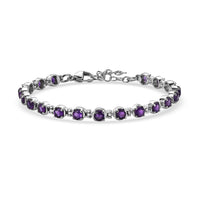 EverTrue African Amethyst Cluster Bracelet in Stainless Steel (6.50 In) 4.90 ctw