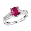 D'Joy Niassa Ruby (FF) and White Zircon 2.50 ctw Ring in Platinum Over Sterling Silver (Size 10.0) - Sticky add to cart bar