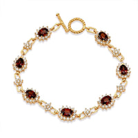 D'Joy Premium Red Zircon and White Zircon 12.65 ctw Bracelet in 18K Vermeil Yellow Gold Over Sterling Silver (8.00 In)