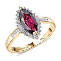 10K Yellow Gold AAA Radiant Ember Garnet, Luxuriant Lab Grown Diamond (E-F, VS) (0.28 cts) Ring (Size 9.0) 2.15 ctw