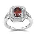 D'Joy Premium Red Zircon, Moissanite Ring in Rhodium Over Sterling Silver (Size 10.0) 3.00 ctw - Sticky add to cart bar