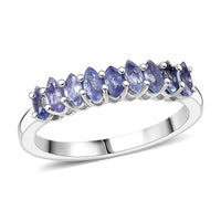 D'Joy Tanzanite Ring in Rhodium Over Sterling Silver (Size 10.0) 0.85 ctw