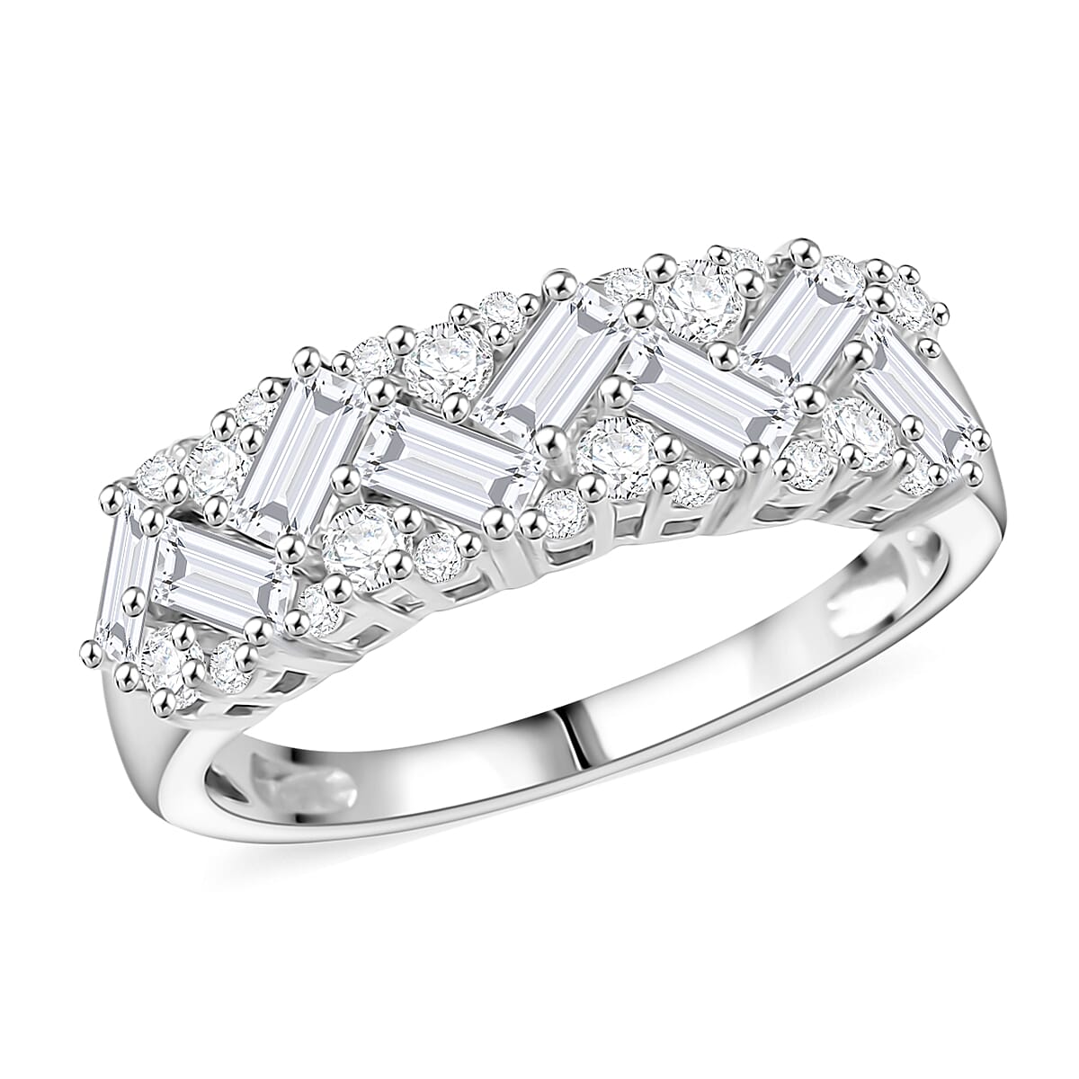 D'Joy White Topaz Ring in Platinum Over Sterling Silver (Size 10.0) 1.50 ctw