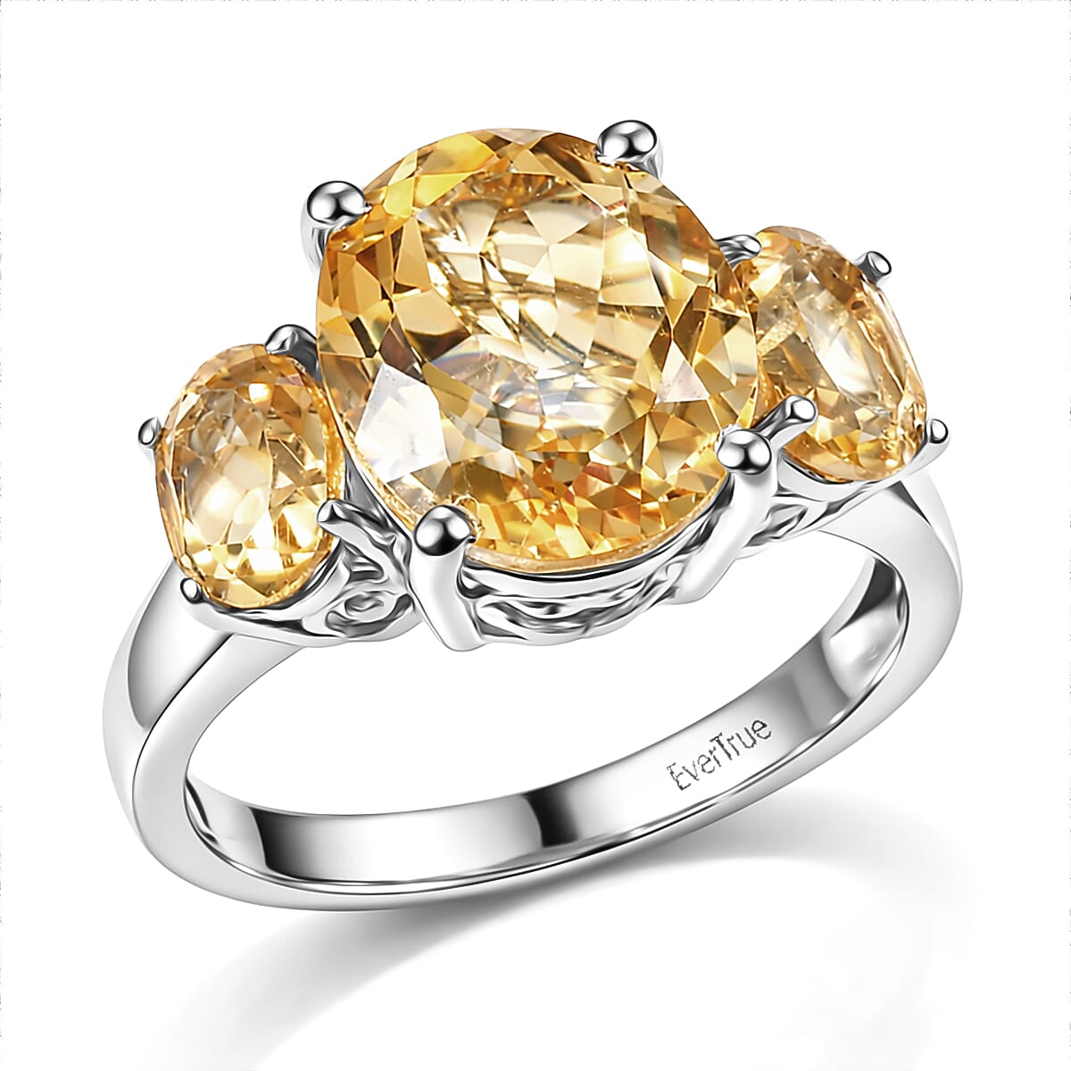 EverTrue Brazilian Citrine Ring in Platinum Bond (Size 10.0) 5.90 ctw