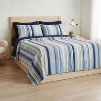 Closeout American Thread Collection 1800 Series 6pc Blue & Grey Striped Microfiber Sheet Set -Twin