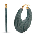D'Joy Natural Olmec Jadeite 50.00 ctw Carved Hoop Earrings in 14K Yellow Gold Over Sterling Silver - Sticky add to cart bar