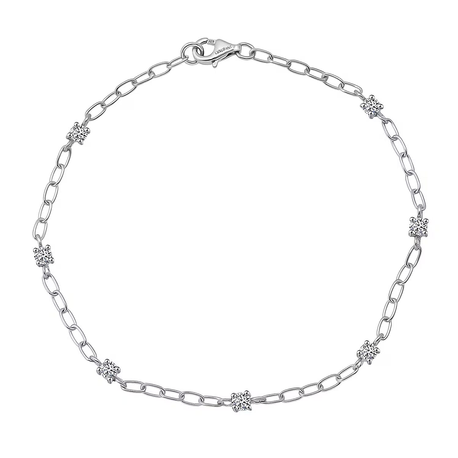 Luxuriant Lab Grown Diamond (G-H, SI) Bracelet in Rhodium Over Sterling Silver (6.50 In) 0.60 ctw