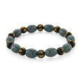 Natural Olmec Jadeite and Black Obsidian 130.00 ctw Beaded Stretch Bracelet (6.5-7.0In) - Sticky add to cart bar