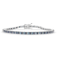 D'Joy Blue Diamond (IR) Tennis Bracelet in Rhodium Over Sterling Silver (7.25 In) 1.00 ctw