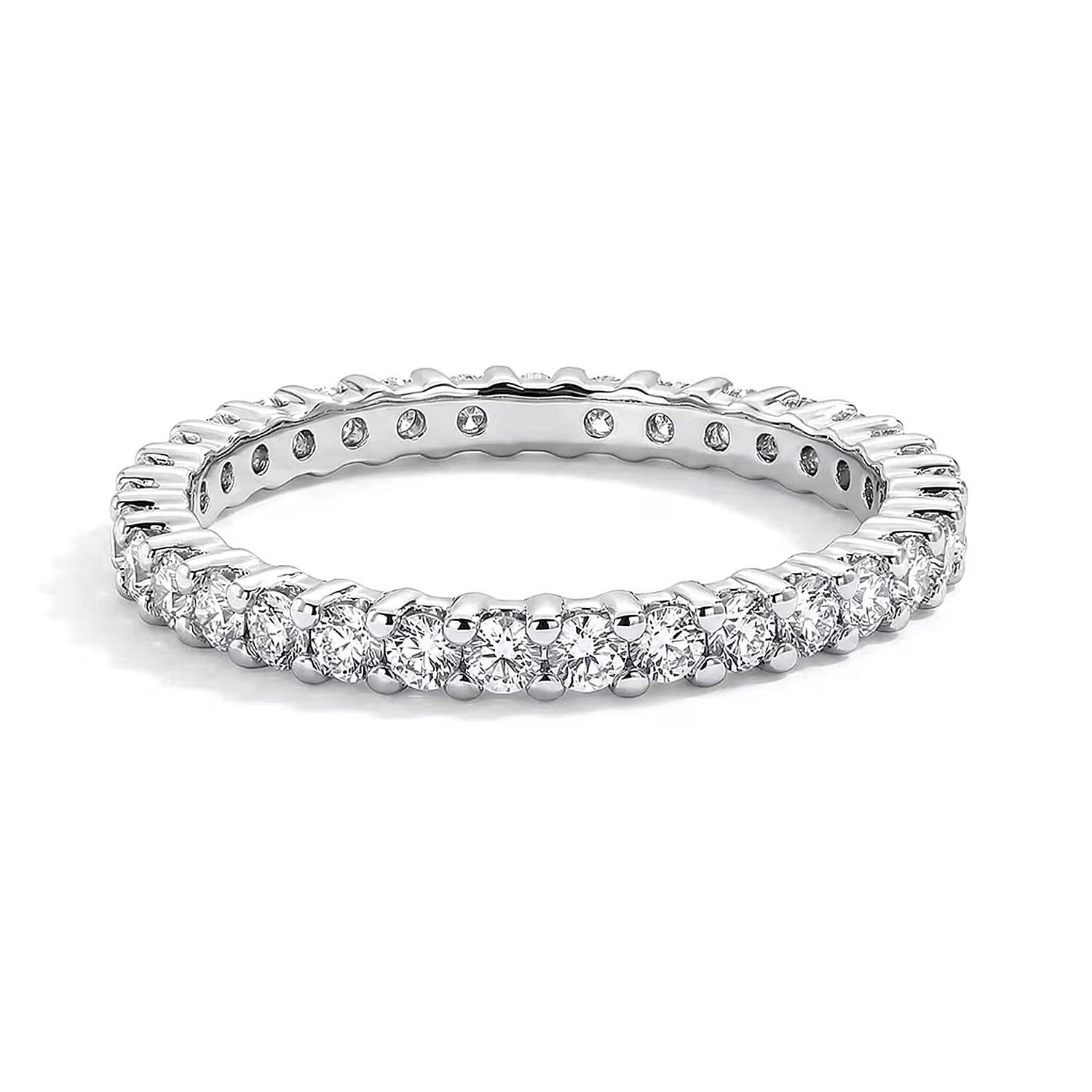 Luxuriant Lab Grown Diamond (G-H, SI) Eternity Band Ring in Rhodium Over Sterling Silver (Size 10.0) 1.10 ctw