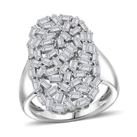 Luxuriant Lab Grown Diamond (G-H, SI) Ring in Rhodium Over Sterling Silver (Size 10.0) 1.25 ctw