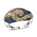 Luxuriant Lab Grown Blue and Yellow Diamond (IR) and Lab Grown Diamond (SI) Ring in Rhodium Over Sterling Silver (Size 6.0) 2.50 ctw - Sticky add to cart bar