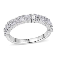 Luxuriant Lab Grown Diamond (G-H, SI) Ring in Rhodium Over Sterling Silver (Size 10.0) 0.65 ctw