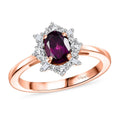 D'Joy AAA Radiant Ember Garnet, Moissanite Ring in 18K Vermeil RG Over Sterling Silver (Size 10.0) 1.20 ctw - Sticky add to cart bar