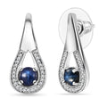 D'Joy Premium Blue Star Sapphire (DF) and Moissanite 2.15 ctw Celestial Drop Earrings in Rhodium Over Sterling Silver - Sticky add to cart bar
