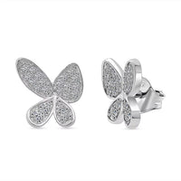 Luxuriant Lab Grown Diamond G-H SI 0.50 ctw Butterfly Earrings in Rhodium Over Sterling Silver