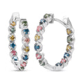 Luxuriant Lab Grown Multi Diamond SI 1.15 ctw Aurora Radiance Hoop Earrings in Rhodium Over Sterling Silver - Sticky add to cart bar