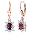 D'Joy AAA Radiant Ember Garnet and Moissanite 1.60 ctw Earrings in 18K Vermeil Rose Gold Over Sterling Silver - Sticky add to cart bar