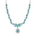 D'Joy Premium Grandidierite and Moissanite 7.95 ctw Art Deco Necklace in Rhodium Over Sterling Silver 18-20 Inches - Sticky add to cart bar