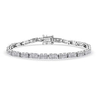 Luxuriant Lab Grown Diamond (G-H, SI) Bracelet in Rhodium Over Sterling Silver (6.50 In) 3.00 ctw