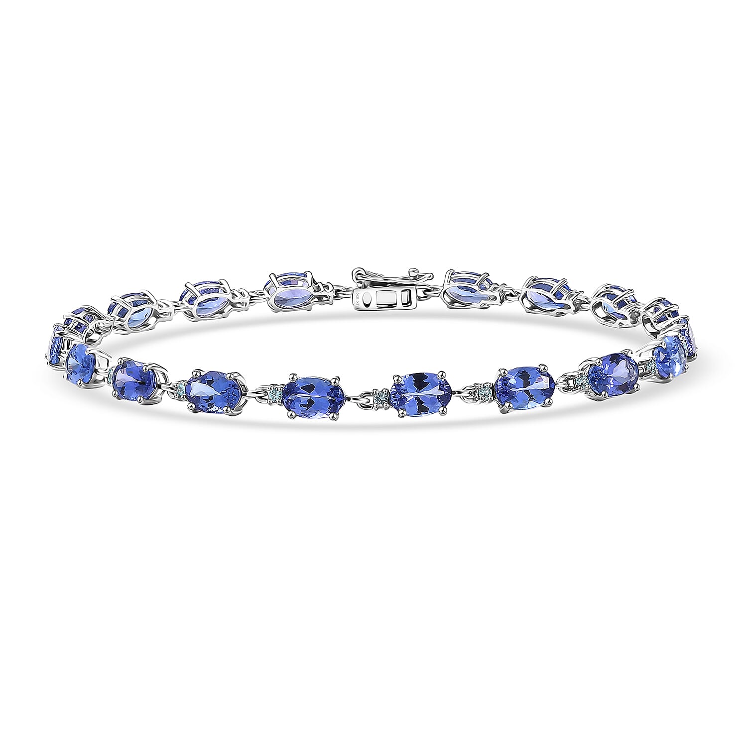 Luxoro 10K White Gold AAA Tanzanite, Paraiba Tourmaline Bracelet (7.25 In) 8.85 ctw