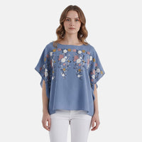 La Marey White Floral Embroidery Kaftan A1