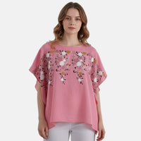 La Marey White Floral Embroidery Kaftan A1