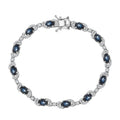 D'Joy Premium Blue Star Sapphire (DF), Moissanite Starlit Harmony Bracelet in Rhodium Over Sterling Silver (7.25 In) 11.00 ctw - Sticky add to cart bar