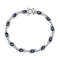 D'Joy Premium Blue Star Sapphire (DF), Moissanite Starlit Harmony Bracelet in Rhodium Over Sterling Silver (7.25 In) 11.00 ctw