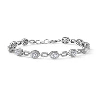 D'Joy Strontium Titanate, Moissanite Bracelet in Rhodium Over Sterling Silver (7.25 In) 8.35 ctw