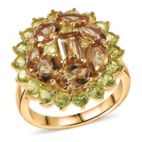 EverTrue Autumn Alexite, Multi Gemstone Ring in 18K YG Plated (Size 10.0) 6.40 ctw