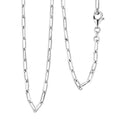 Made In Italy Paper Clip Necklace in Rhodium Over Sterling Silver 7.2 Grams 18 Inches - Sticky add to cart bar
