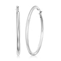 Round Tube Hoop Earrings in Rhodium Over Sterling Silver 8.8 Grams - Sticky add to cart bar