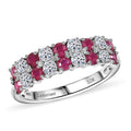 Certified & Appraised 10K White Gold AAA Montepuez Ruby, Luxuriant Lab Grown Diamond (G-H, SI) Band Ring (Size 10.0) 1.45 ctw - Sticky add to cart bar