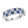 Certified & Appraised AAA Ceylon Sapphire and Luxuriant Diamond G-H SI 2.05 ctw Ring in 10K White Gold (Size 5.0) - Sticky add to cart bar