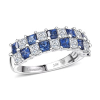 Certified & Appraised AAA Ceylon Sapphire and Luxuriant Diamond G-H SI 2.05 ctw Ring in 10K White Gold (Size 6.5)