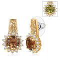 EverTrue Autumn Alexite, White Zircon Sunflower Earrings in 18K YG Plated 4.60 ctw - Sticky add to cart bar