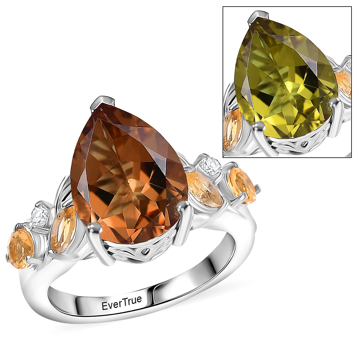 EverTrue Autumn Alexite, Multi Gemstone Ring in Platinum Bond (Size 10.0) 5.75 ctw