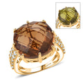 EverTrue Autumn Alexite, White Zircon Ring in 18K YG Plated (Size 10.0) 16.45 ctw - Sticky add to cart bar