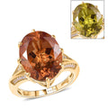 EverTrue Autumn Alexite, White Zircon Ring in 18K YG Plated (Size 10.0) 9.10 ctw - Sticky add to cart bar
