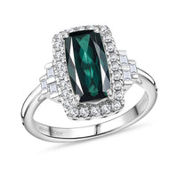 Certified & Appraised Rhapsody 950 Platinum AAAA Monte Belo Indicolite, Diamond (E-F, VS) (0.35 cts) Ring (Size 10.0) (6.75 g) 2.20 ctw