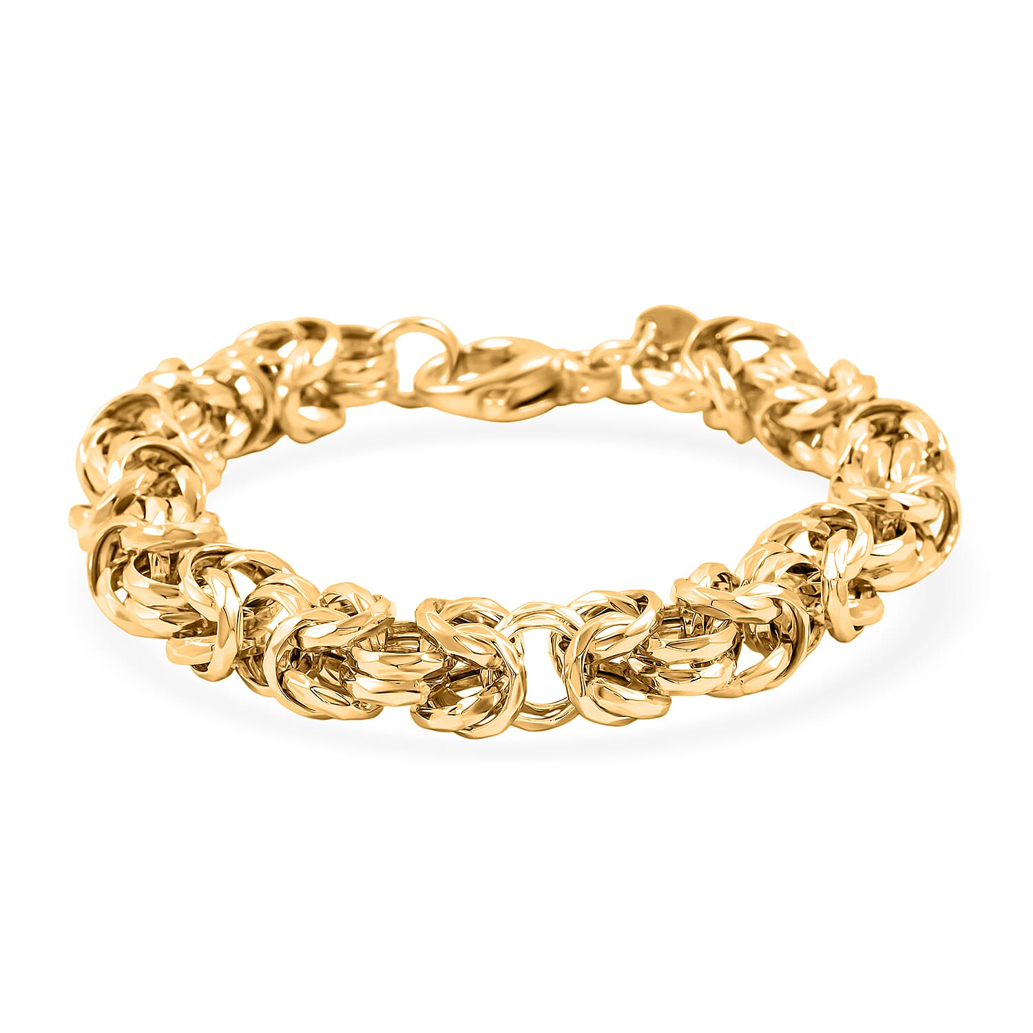 Italian 14K YG Over Sterling Silver Fancy Byzantine Chain Bracelet (8.00 In) (20.25 g)