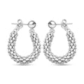 Italian Sterling Silver Pop Corn Chain Hoop Earrings (6.35 g) - Sticky add to cart bar