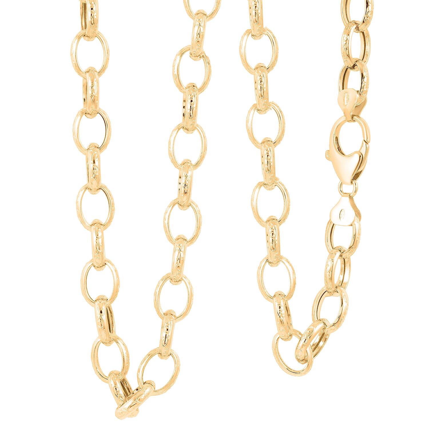 La Bella Italian Fancy Rolo Flower Chain Necklace in 14K Yellow Gold Over Sterling Silver 25.3 Grams 20-22 Inches