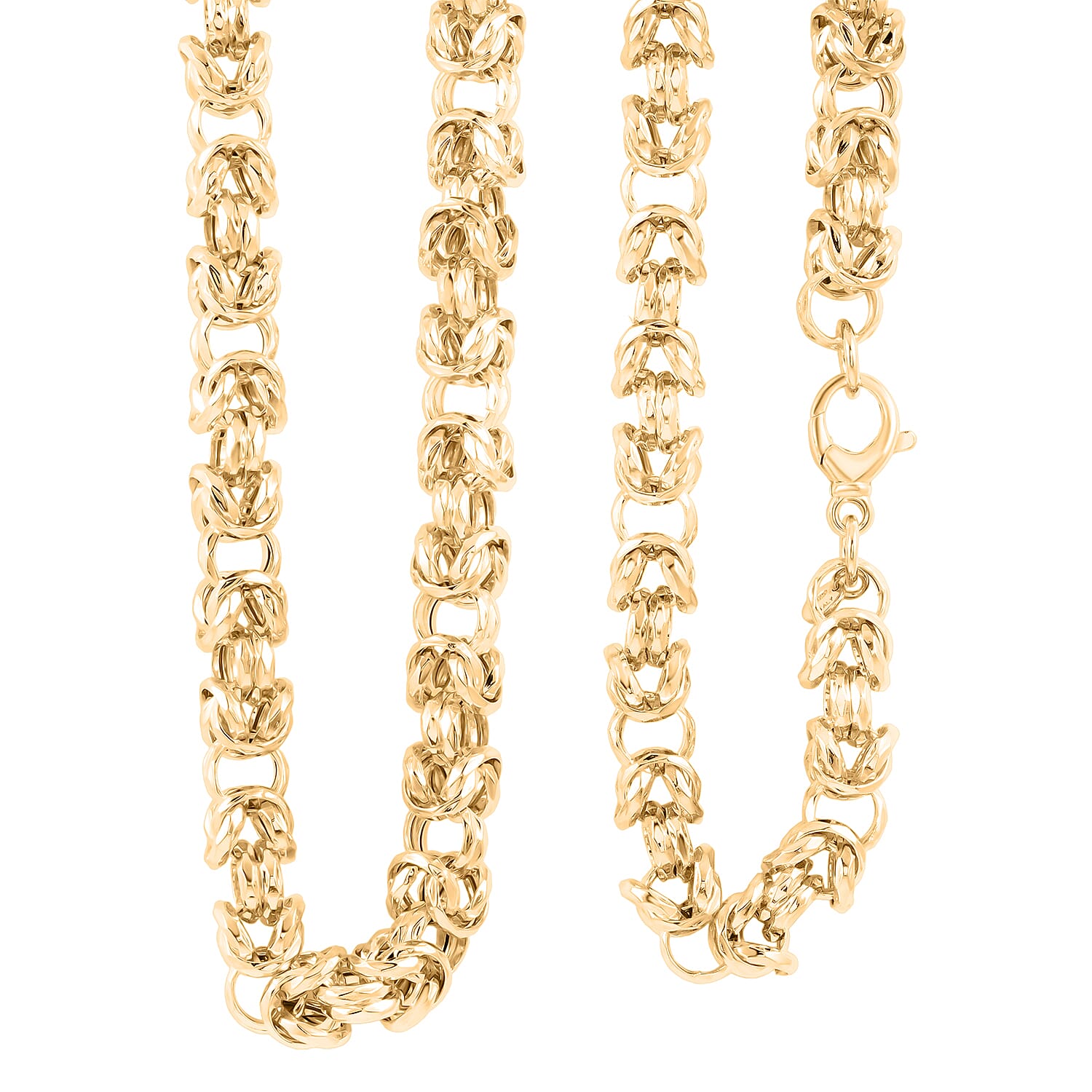 La Bella Italian Fancy Byzantine Chain Necklace in 14K Yellow Gold Over Sterling Silver 53.9 Grams 22 Inches