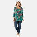 Pioneer Woman Black Dark Floral Knit Long Sleeve Blouse S - Sticky add to cart bar