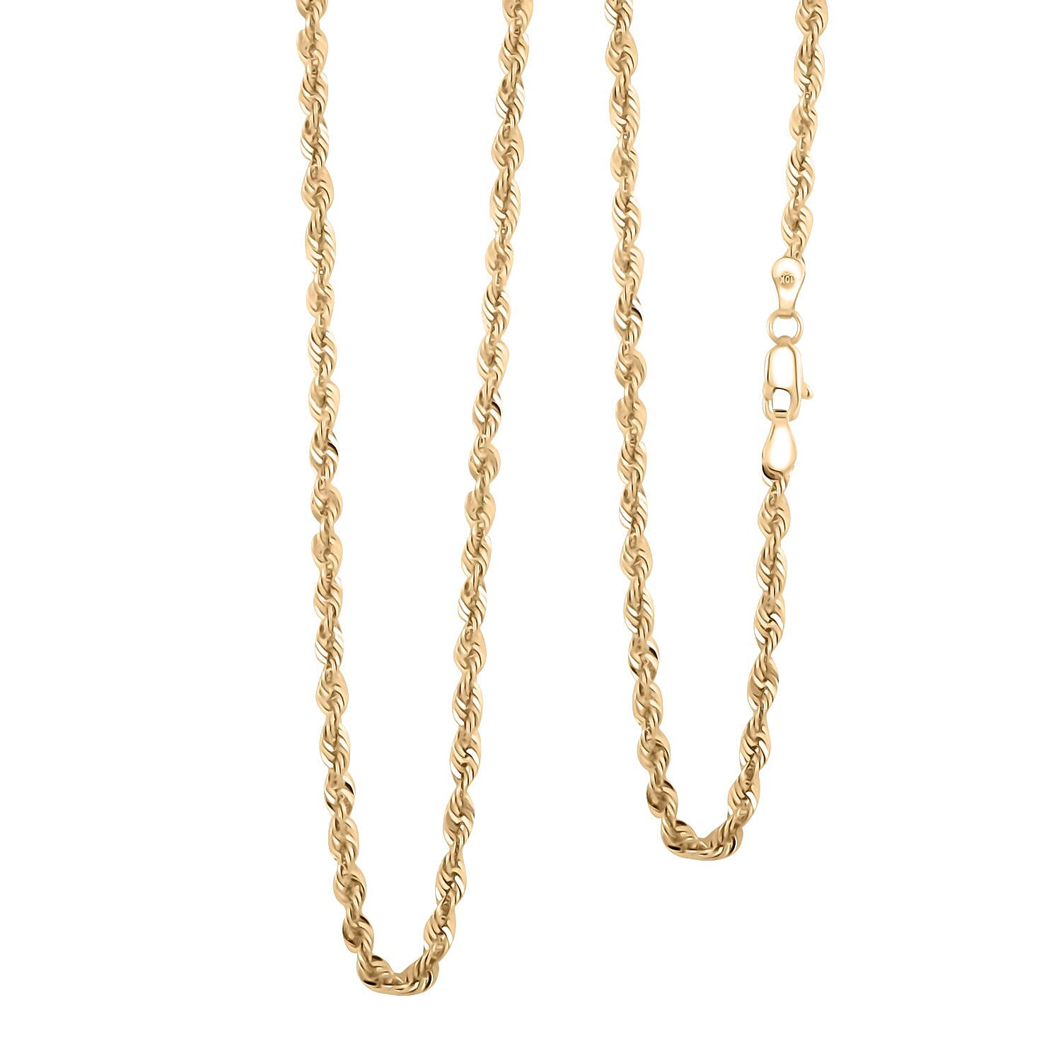 3.05mm Hollow laser Rope Necklace in 14K Yellow Gold 5.60 Grams 24 Inches
