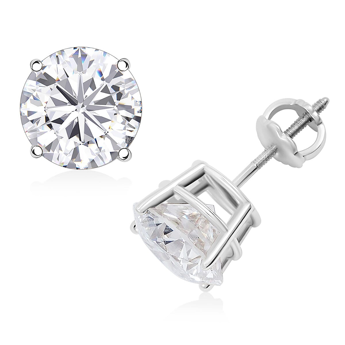 10K White Gold Diamond Solitaire Stud Earrings 4.00 ctw